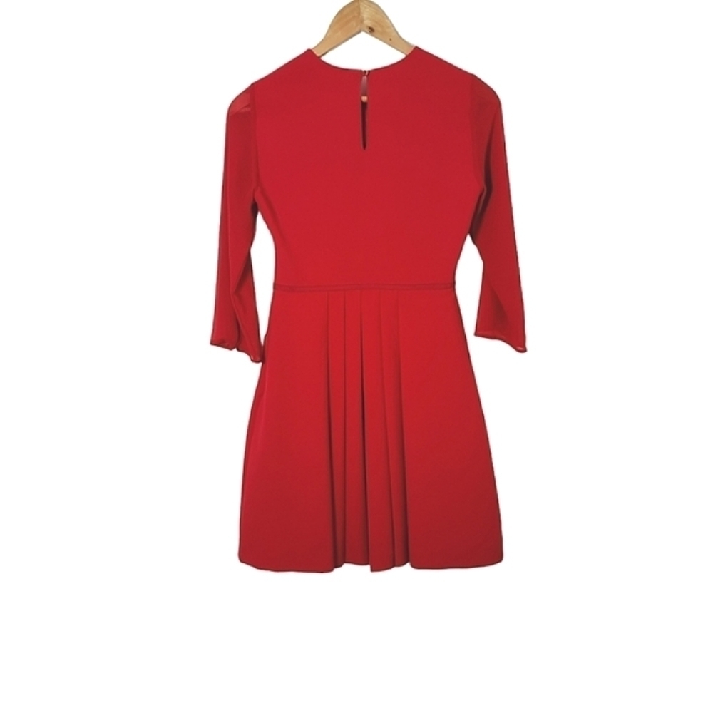 𝅺TED BAKER Red Finna Bow Detail Mini Dress Women's Size  Ted 0/ US 2 - Picture 8 of 15